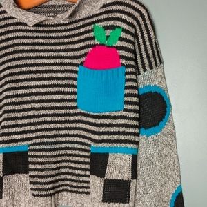 🍎Vintage Striped Polka Dot Apple Pocket Sweater